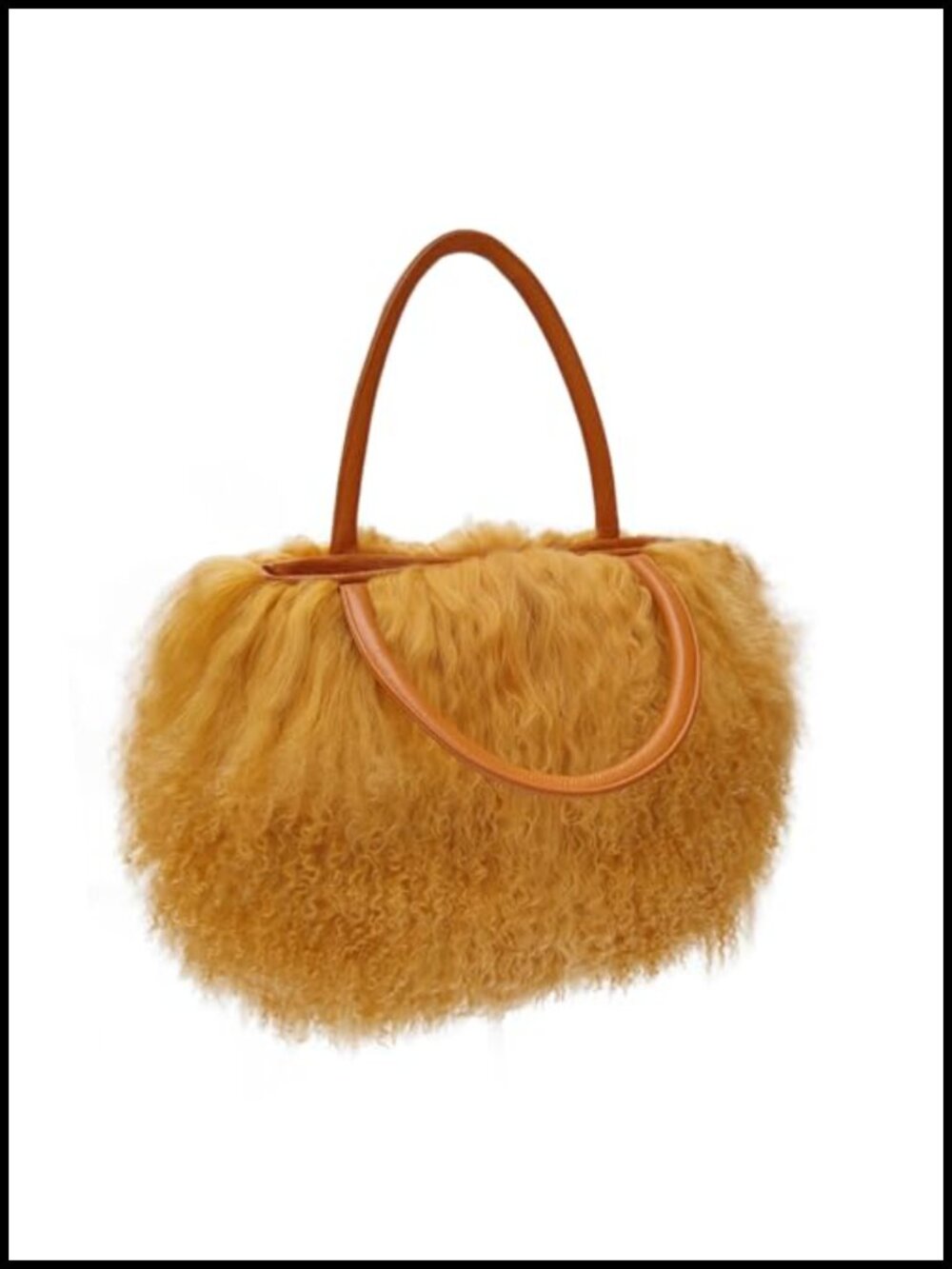 Real Mongolian Lamb Fur Purse Women Top-Handle Bag